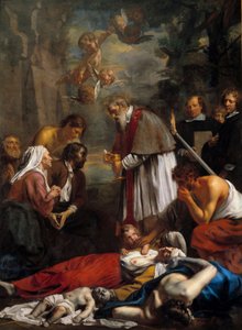 Saint Macaire fra Ghent redder skadedyr Saint Macaire er en armensk munk fra det 11. århundre. Maleri av Jacob II van Oost (1637-1713) 1673 søn. 3,5x2,57 m av Jacob the Younger Van Oost