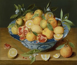 Stilleben med sitroner, appelsiner og et granateple, ca. 1620-1630