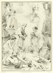 St Macarius av Ghent gir hjelp til pestens ofre