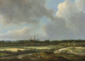 Et vidstrakt landskap med kornåkre, Heemstede bortenfor av Jacob van Ruisdael