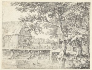 Tegning av en dobbel vannmølle av Jacob van Ruisdael