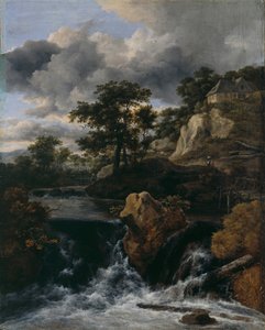 Kupert landskap med en foss av Jacob van Ruisdael