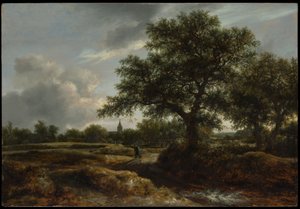 Landskap med en landsby i det fjerne