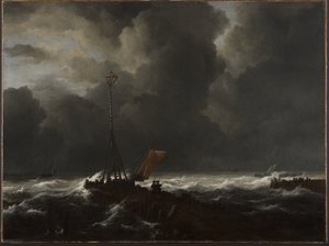 Røft sjø ved en brygge av Jacob van Ruisdael