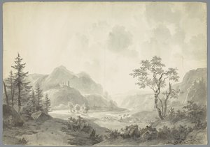 Fjelllandskap med elv av Jacob van Strij