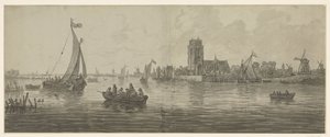 Utsikt over Dordrecht fra sør-vest av Jacob van Strij