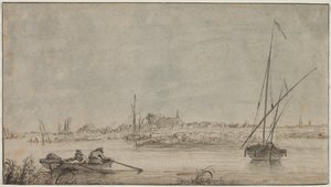 Utsikt over Dordrecht fra elven, 1775-1815.