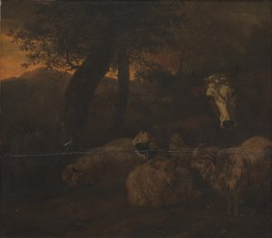 Saueflokk i en skog av Jacob van der Does d.Æ.