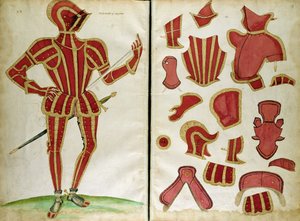 Rustningsdrakt for jarlen av Leicester fra `An Elizabethan Armourer