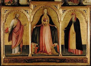 Jomfru og barn med St. James the Greater og St. Anthony (tempera på panel)