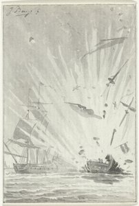 Eksplosjon av det nederlandske kaperskipet De Dappere Patriot i kamp med det engelske skipet Kameleon, 14. august 1781