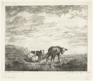 Tre kalver av Jacobus Cornelis Gaal (signed by artist)