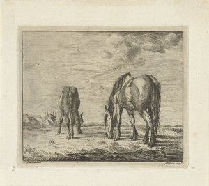 To beitende hester av Jacobus Cornelis Gaal