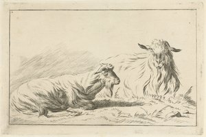 To liggende geiter av Jacobus Cornelis Gaal