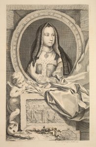 Portrett av Elizabeth, dronning av Henry VII, illustrasjon fra "Heads of Illustrious Persons of Great Britain", pub. av Knapton, London 1742 av Jacobus Houbraken