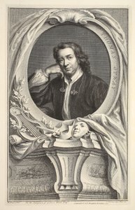 Portrett av Thomas Otway, illustrasjon fra 'Heads of Illustrious Persons of Great Britain', pub. av Knapton, London 1742 av Jacobus Houbraken