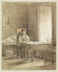 Portrett av Gerrit Lamberts, sittende i en lenestol i Print Room