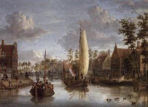 En kanal med lektere av Jacobus Storck