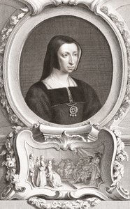 Louise av Savoy (1476-1531) fransk adel og regent, hertuginne av Auvergne og Bourbon, hertuginne av Nemours og mor til kong Frans I (gravering) av Jacobus and Vertue George Houbraken