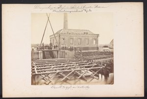 Nedenfor damppumpestasjon med Vijzels / Capelle aan den IJssel den 14. mai 1869 (tittel på objekt) Gjenvinning av innsjøene i Schieland øst for Rotterdam (serietittel på objekt)