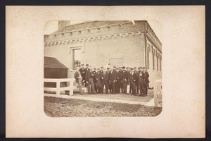 Gruppebilde av arbeiderne, 1867-1869 Gjenvinning av innsjøene i Schieland øst for Rotterdam (serietittel på objekt)