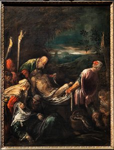 Begravelse av Kristi legeme, ca. 1580 (olje på lerret) av Jacopo (1510 92) Bassano
