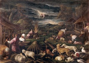 Noe etter syndfloden. Maleri av Jacopo da Ponte, kalt Jacopo Bassano (1515-1592) av Jacopo Bassano