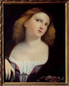 Portrett av kvinnemaleri på tre transponert på lerret av Jacopo Palma il Vecchio (1480-1528) 1513 Dim. 0,48 x 0,38 m Lyon, Musee des Beaux Arts