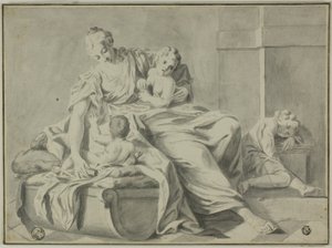Mor og tre barn av Jacopo Amigoni