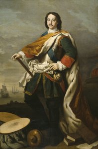 Pierre I le Grand, tsar de Russie - Portrett av keiser Peter I den store (1672-1725), av Amigoni, Jacopo (1675-1752). Olje på lerret. Mål: 210x139 cm. Nationalmuseum Stockholm