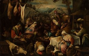 Markedsscene av Jacopo Bassano