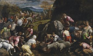 Moses slår vann fra klippen av Jacopo Bassano il vecchio