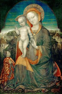 Ydmykhetens Madonna tilbedt av Lionello d'Este, ca 1445.