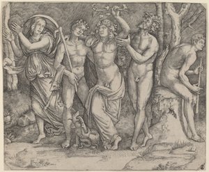 Bacchus og hans ledsagere av Jacopo Francia