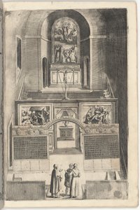 Interiør i den mindre kirken [plate F] av Jacopo Ligozzi