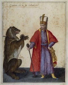 Janisseri og bjørn, tegning av Jacopo Ligozzi (1547-1626)