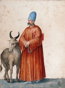 Tyrkisk mann med geit, tegning av Jacopo Ligozzi (1547-1627)