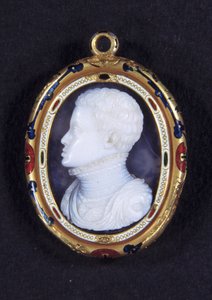 Portrett av prins Don Carlos (1545-1568) av Spania. Kalsedon medaljong av Jacopo Nizzola da Trezzo
