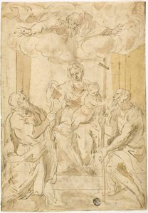 Jomfru og barn med de hellige Thomas og døperen Johannes (recto); Sovende Venus (verso) av Jacopo Palma il Giovane