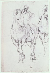 Studie av en rytter for israelittene som slukker sin tørst i ørkenen (kritt) av Jacopo Pontormo
