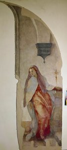 Bebudelsen, detalj av jomfruen (Fresco av Jacopo Pontormo