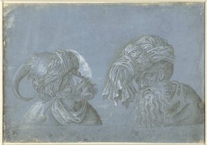 To hoder av menn med hodeplagg Hoder til menn med fremmede hodeplagg (serietittel) av Jacopo Ripanda (attributed to)