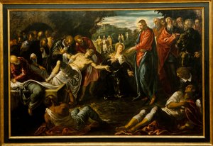 Oppreisningen av Lasarus av Jacopo Robusti (studio of) Tintoretto