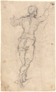 A Striding Youth with His Arms Raised, Seen from Behind, ca. 1579 (kull på havregrynpapir) av Jacopo Robusti Tintoretto