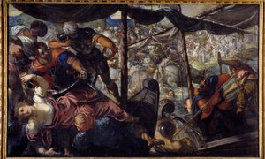 Kamp mellom tyrkere og kristne. Jacopo Robusti Tintoretto dit Le tintoret (1518-1594) av Jacopo Robusti Tintoretto