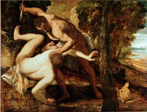 Kain dreper Abel Maleri av Jacopo Robusti dit il Tintoretto (Tintoret) (1518-1594) 1550-1553 Søn. 149x196 cm Galleri of the Accademia, Venezia av Jacopo Robusti Tintoretto