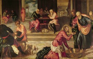 Kristus vasker disiplenes føtter av Jacopo Robusti Tintoretto