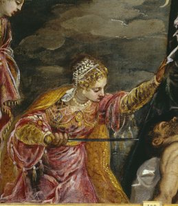 Detalj av Judith og Holoferne, ca. 1552–55 (olje på lerret) av Jacopo Robusti Tintoretto