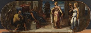 Ester og Ahasverus eller Salomo og dronningen av Saba, 1545 av Jacopo Robusti Tintoretto