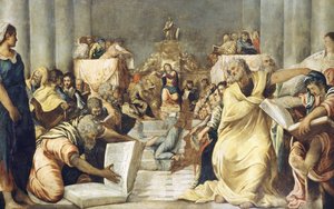 Jesus blant leger i Jerusalems tempel av Jacopo Robusti Tintoretto